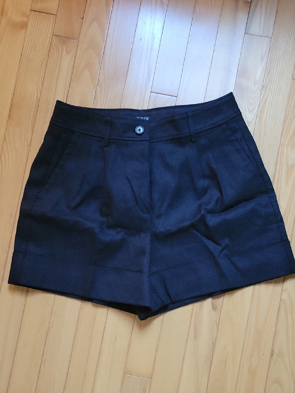 J. Crew Black High-Waist Tailored Linen Blend Shorts
